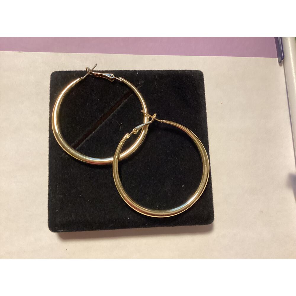 4273 NIP 2" Gold Hoop Earrings All Shiny Plain Hoop Earrings